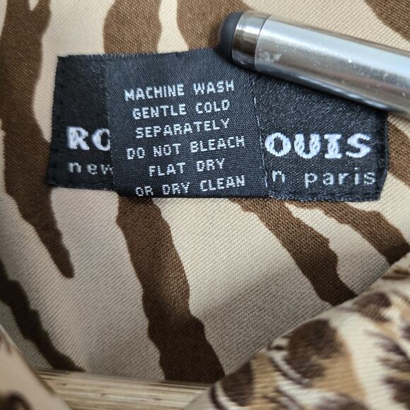 VTG Robert Louis Shirt Jacket Shacket sz M Brown Tan Animal Print Button Front - Picture 12 of 16